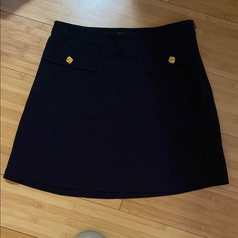 Chic Black Mini Skirt with Gold Buttons